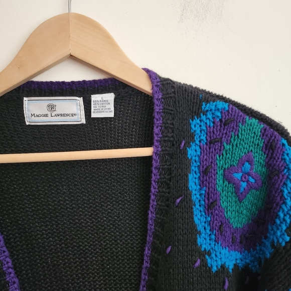 Vintage Maggie Lawerence Black granny cardigan with embrodiery. - Picture 3 of 5